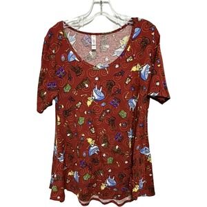 Lularoe Alice in Wonderland Falling Alice Disney Perfect T Size Medium Red